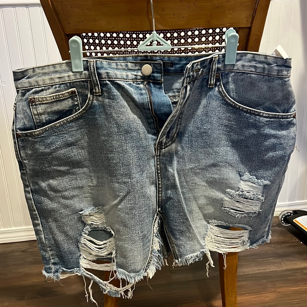 Distressed Denim Skirt
